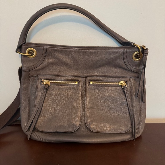 FOSSIL Karla Hobo grey leather w/ adjustable strap - Picture 1 of 6